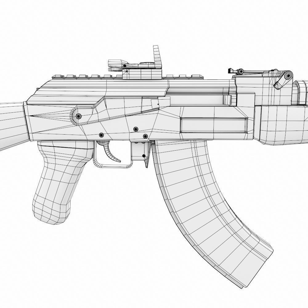 Ak47 assault riffle gun realistic pbr  ready 3d model  Low-poly 3D model_14