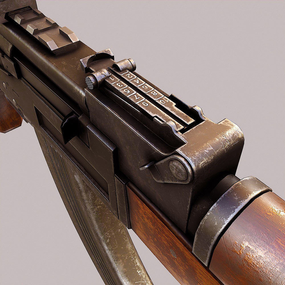 Ak47 assault riffle gun realistic pbr  ready 3d model  Low-poly 3D model_9