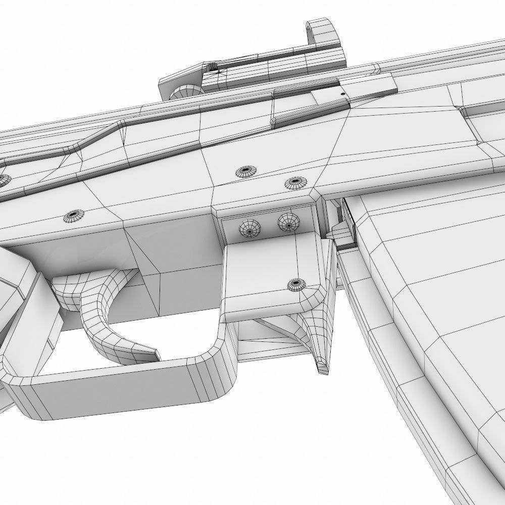 Ak47 assault riffle gun realistic pbr  ready 3d model  Low-poly 3D model_21