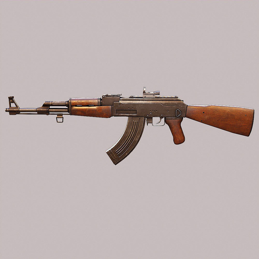 Ak47 assault riffle gun realistic pbr  ready 3d model  Low-poly 3D model_1