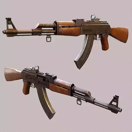 Ak47 assault riffle gun realistic pbr  ready 3d model  Low-poly 3D model