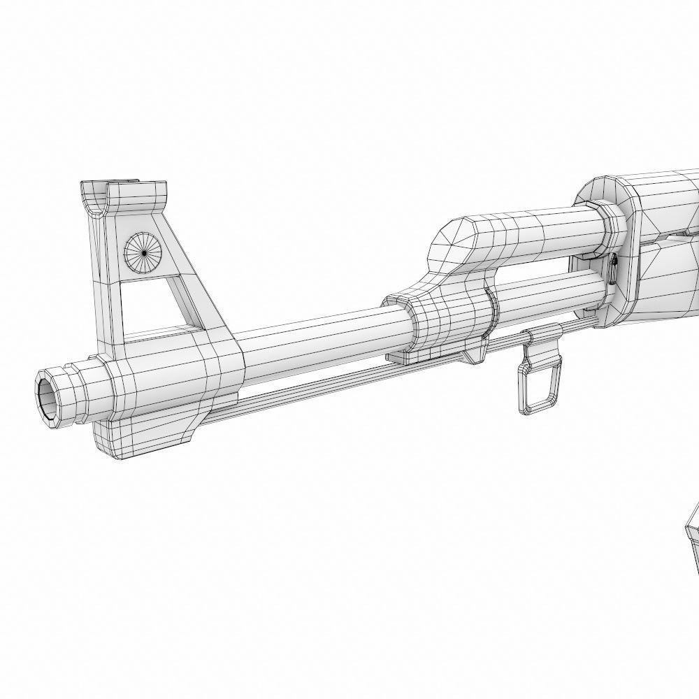 Ak47 assault riffle gun realistic pbr  ready 3d model  Low-poly 3D model_17