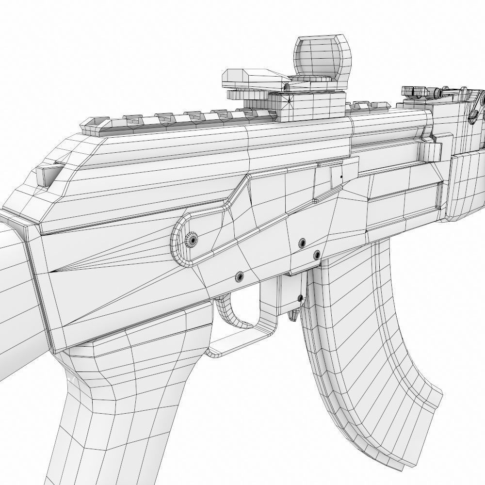 Ak47 assault riffle gun realistic pbr  ready 3d model  Low-poly 3D model_20