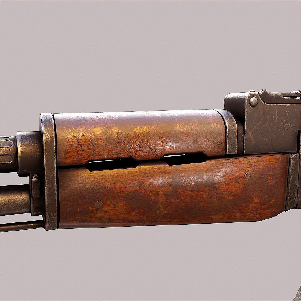 Ak47 assault riffle gun realistic pbr  ready 3d model  Low-poly 3D model_4