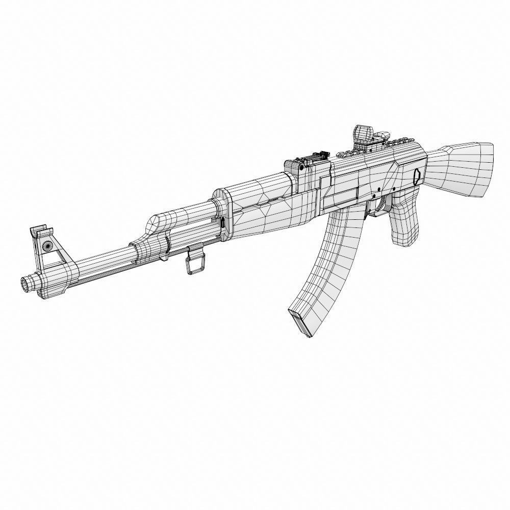 Ak47 assault riffle gun realistic pbr  ready 3d model  Low-poly 3D model_15