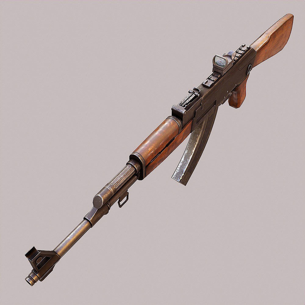 Ak47 assault riffle gun realistic pbr  ready 3d model  Low-poly 3D model_2
