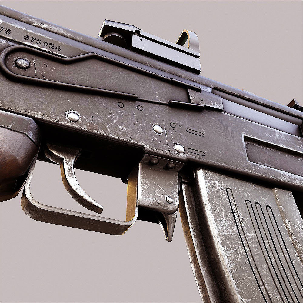 Ak47 assault riffle gun realistic pbr  ready 3d model  Low-poly 3D model_13