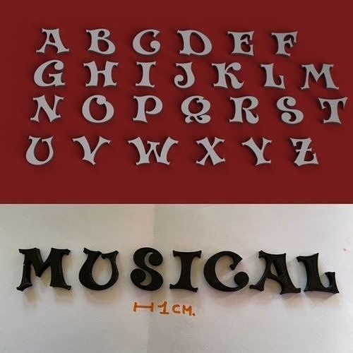 MUSICAL uppercase and lowercase 3D Letters STL FILE 3D print model