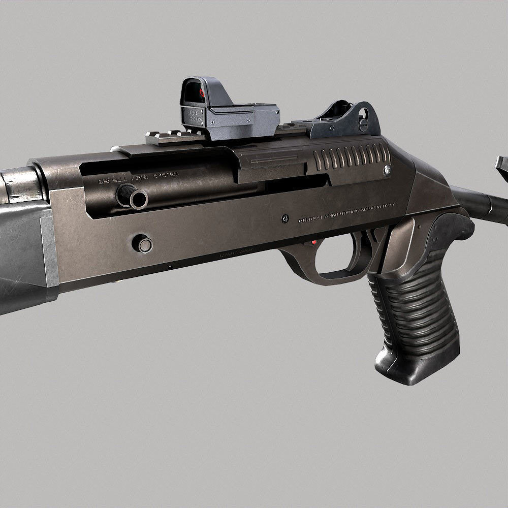 Benelli m4 shotgun pbr realistic weapon 3d model Low-poly 3D model_2