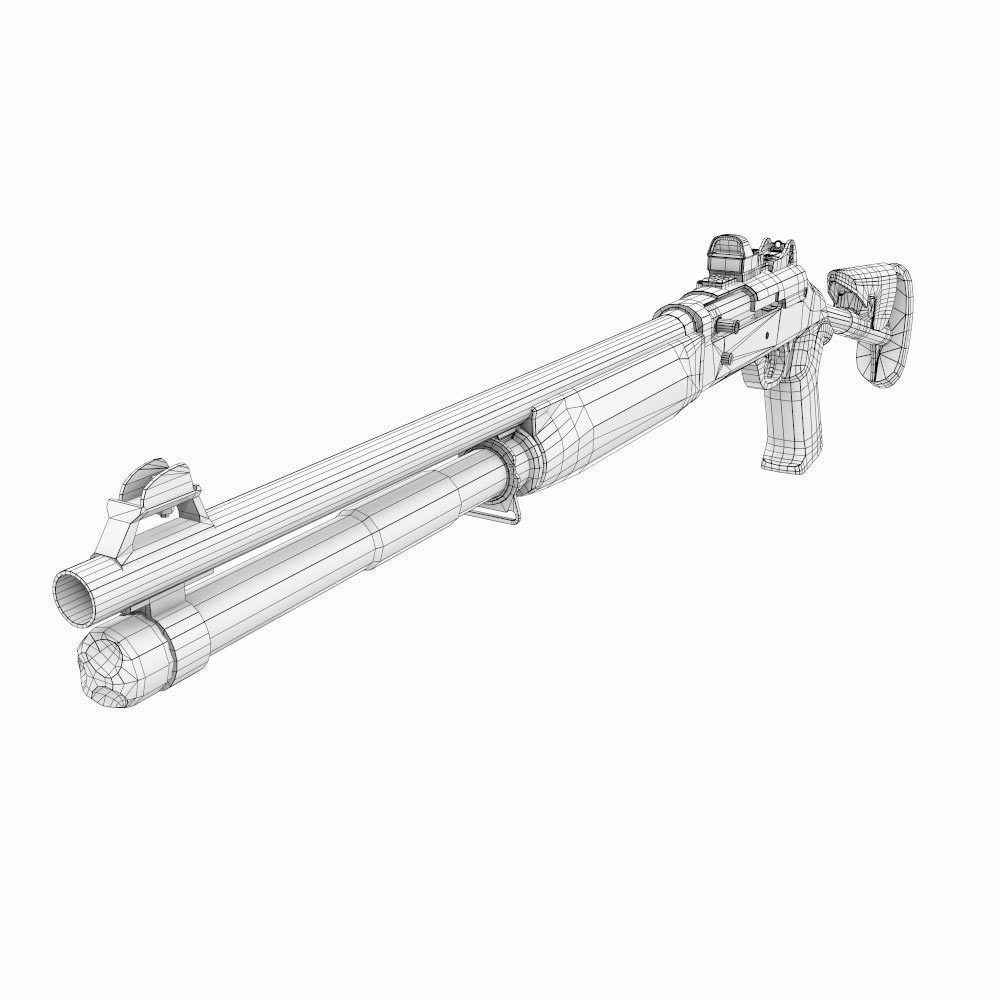 Benelli m4 shotgun pbr realistic weapon 3d model Low-poly 3D model_16