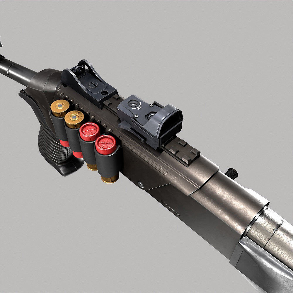 Benelli m4 shotgun pbr realistic weapon 3d model Low-poly 3D model_5