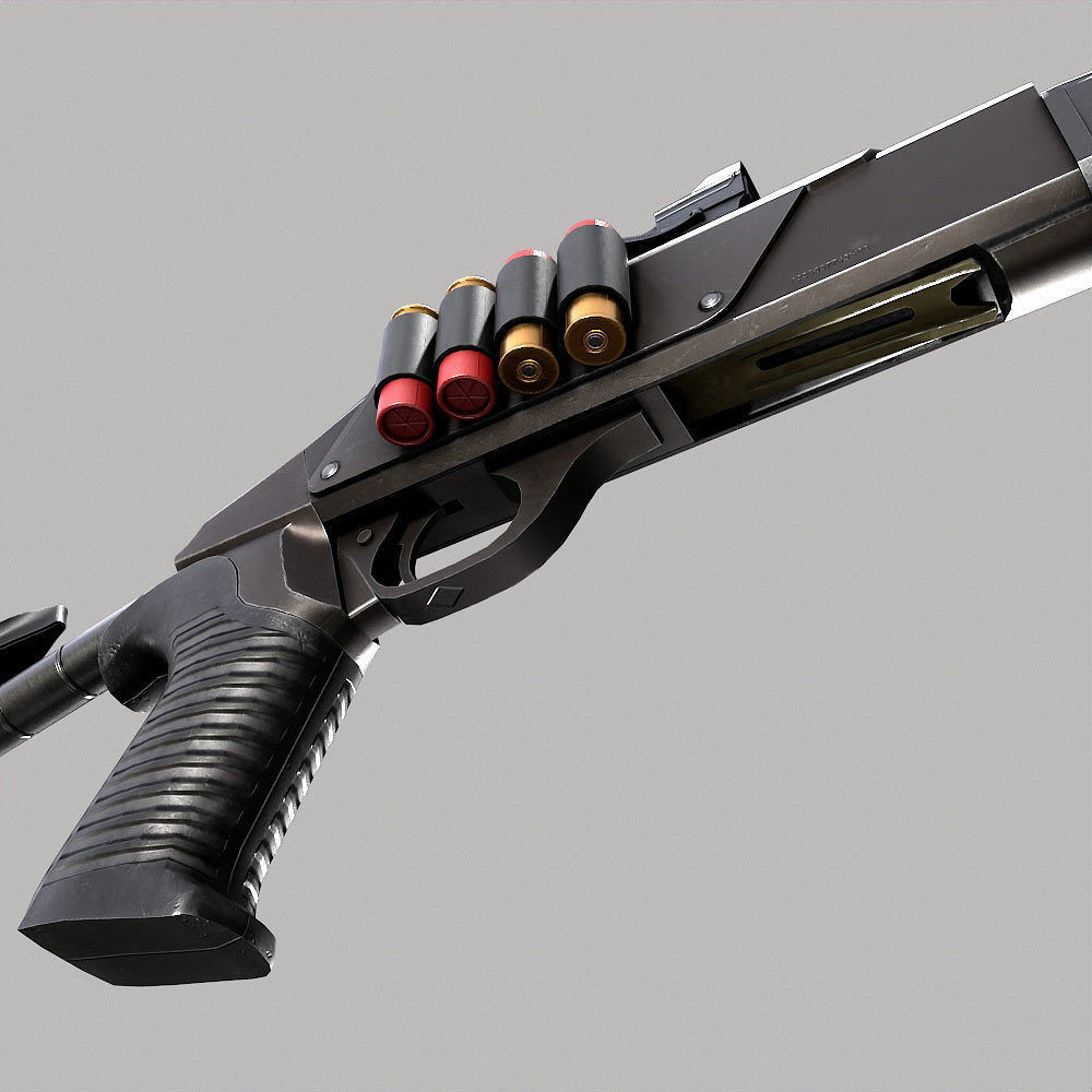 Benelli m4 shotgun pbr realistic weapon 3d model Low-poly 3D model_7