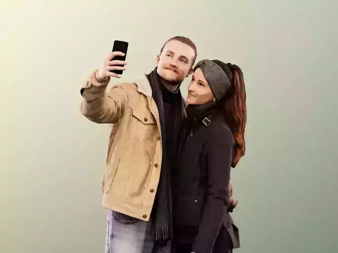 Katy Jorge 12844 - Standing Couple Taking Selfie Winter