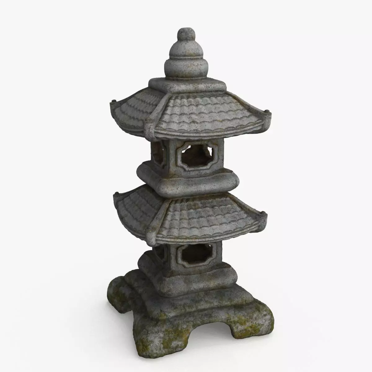 Pagoda Lantern Garden Statue Low-poly 3D model_0