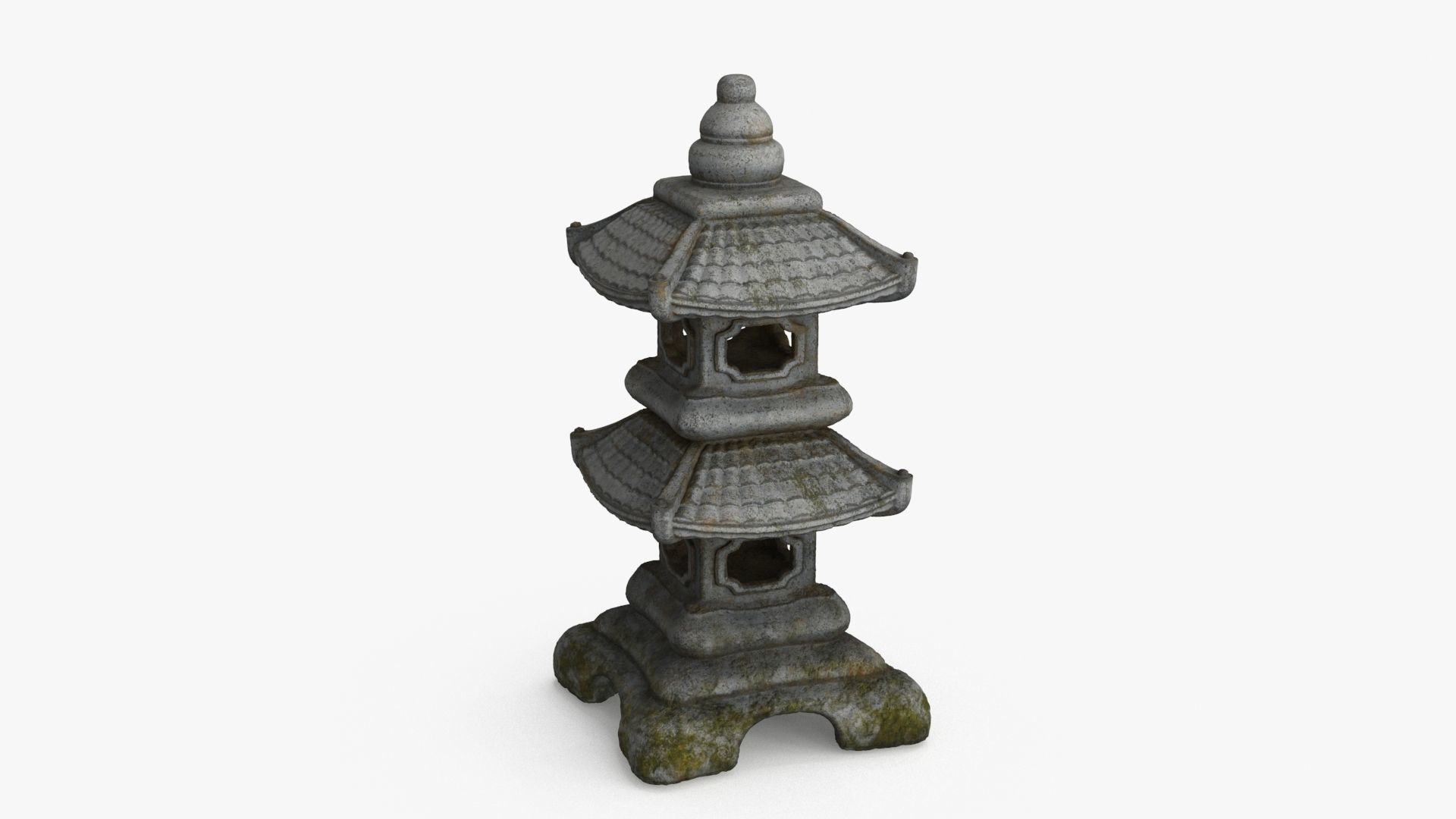 Pagoda Lantern Garden Statue Low-poly 3D model_11
