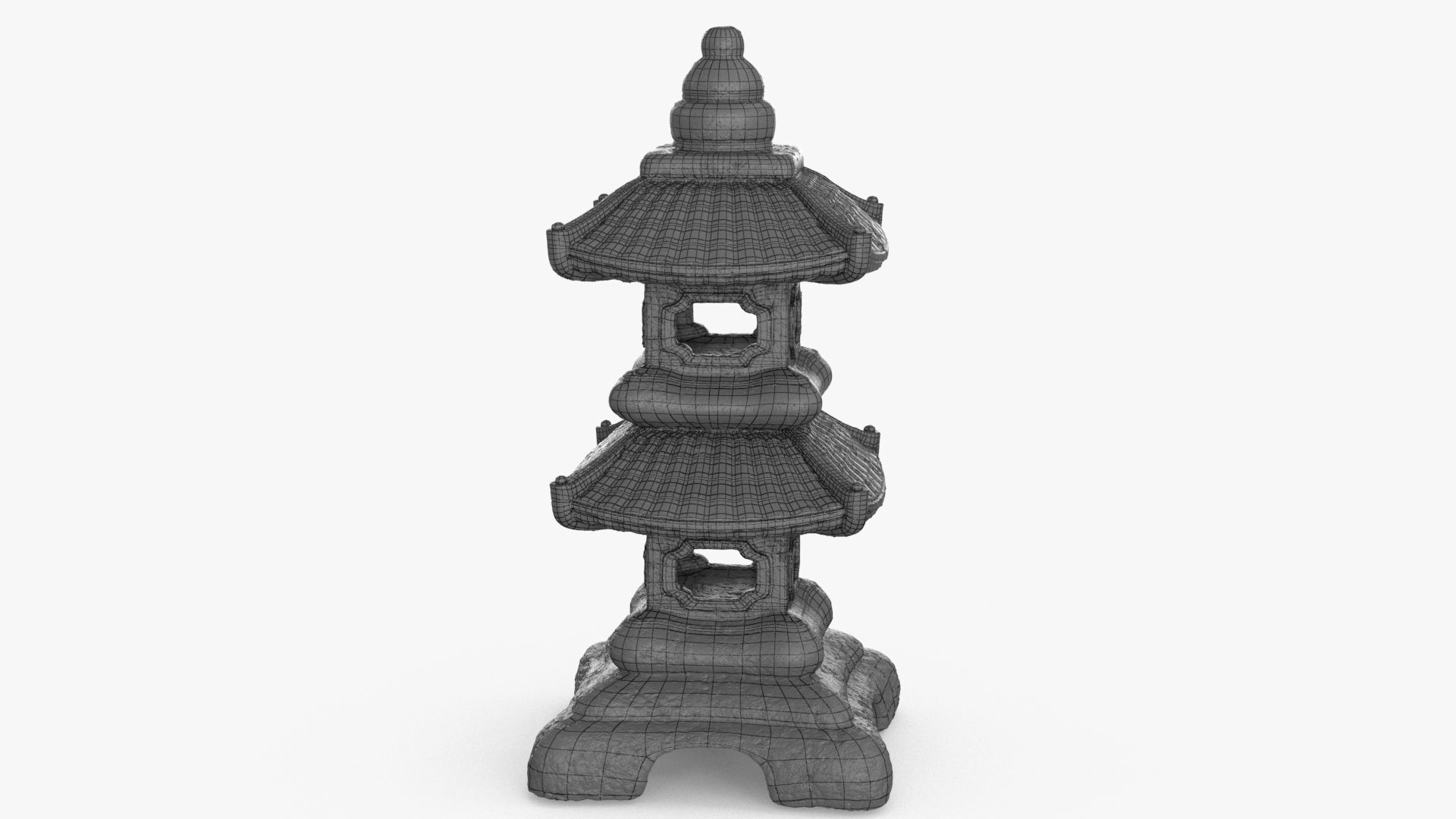 Pagoda Lantern Garden Statue Low-poly 3D model_18