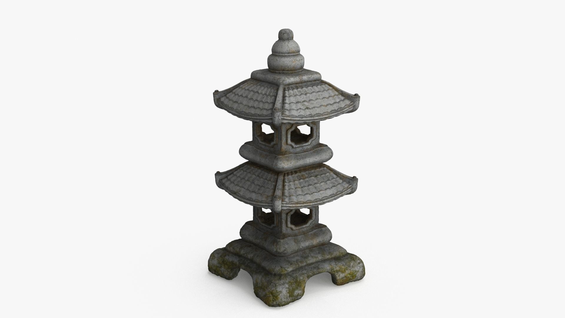 Pagoda Lantern Garden Statue Low-poly 3D model_3