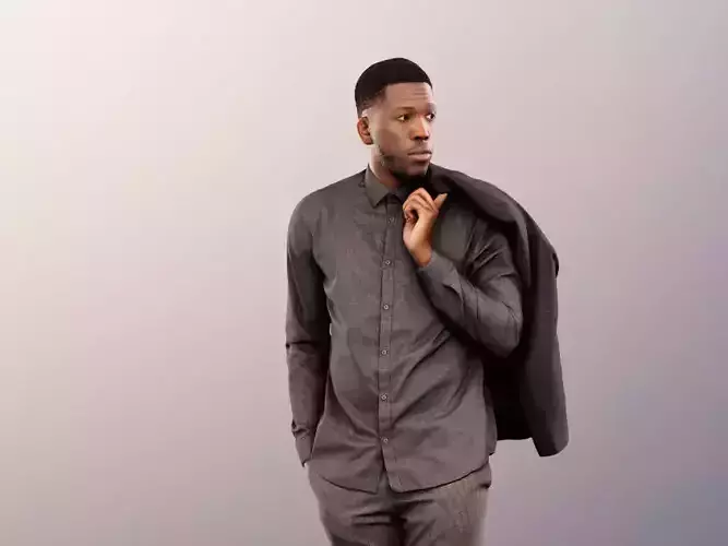 Theo 12831 - Standing Elegant Black Man With Jacket