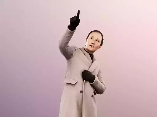 Noelle 12742 - Woman In Winter Outfit Pointing