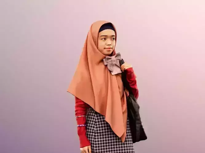 Minea 12731 - Stylish Girl With Headscarf And Bag