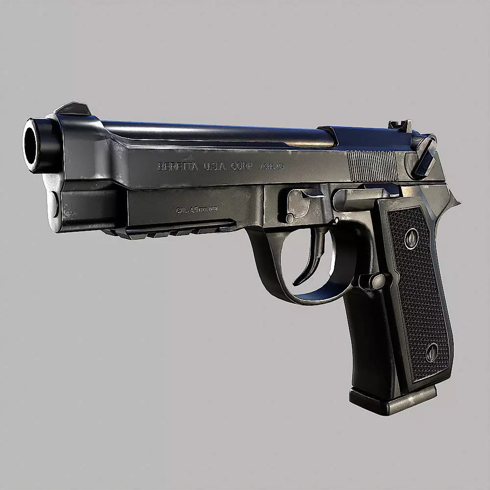 Beretta gun weapon 3d model Low-poly 3D model