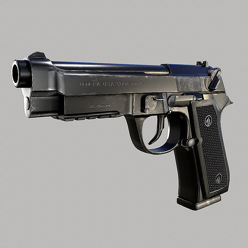 Beretta gun weapon 3d model  Low-poly 3D model