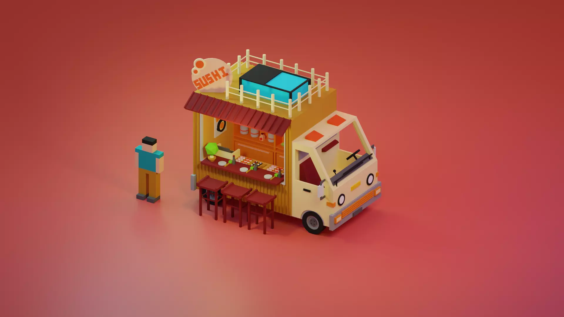 Sushi car Free 3D model