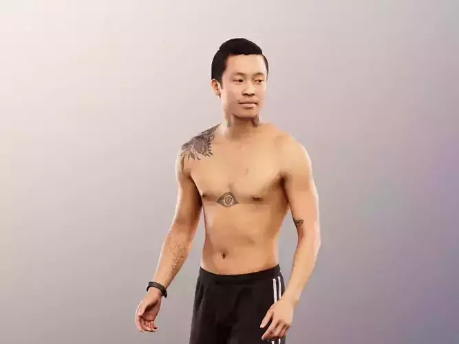 Henrik 12562 - Walking Asian Man In Trunks