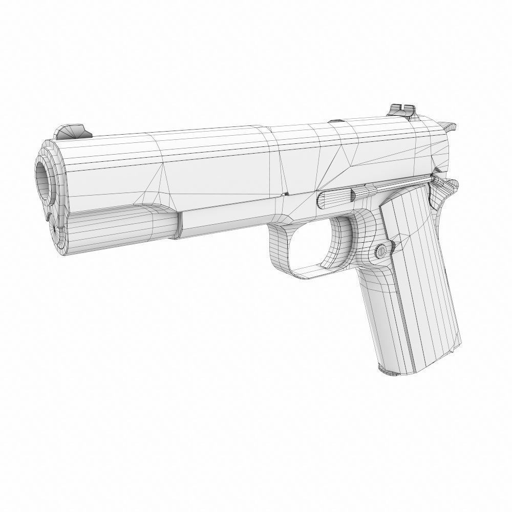 M1911A1 Colt gun weapon 3d model Low-poly 3D model_9
