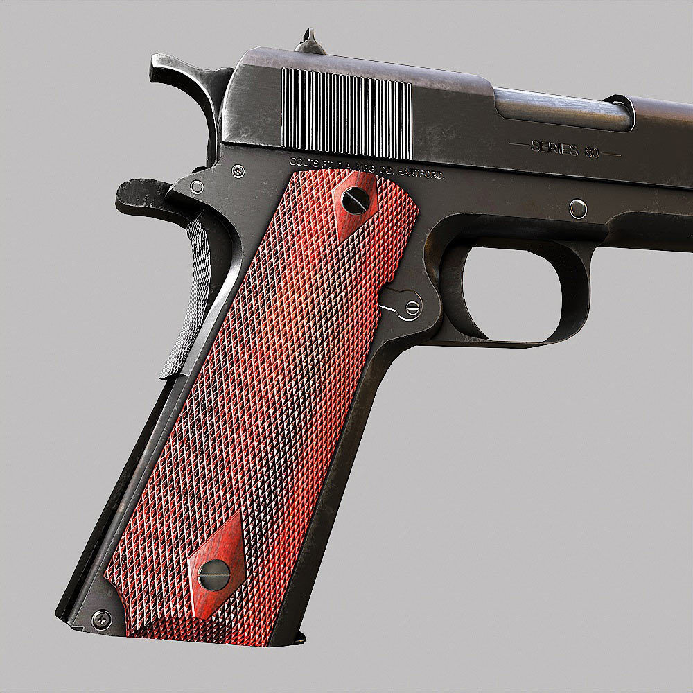M1911A1 Colt gun weapon 3d model Low-poly 3D model_5