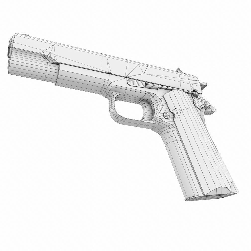 M1911A1 Colt gun weapon 3d model Low-poly 3D model_14