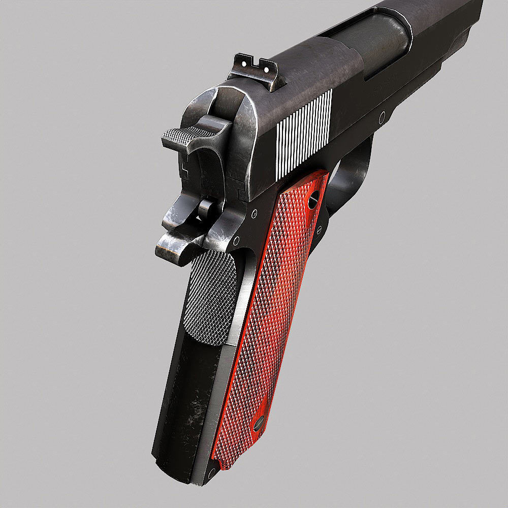 M1911A1 Colt gun weapon 3d model Low-poly 3D model_4