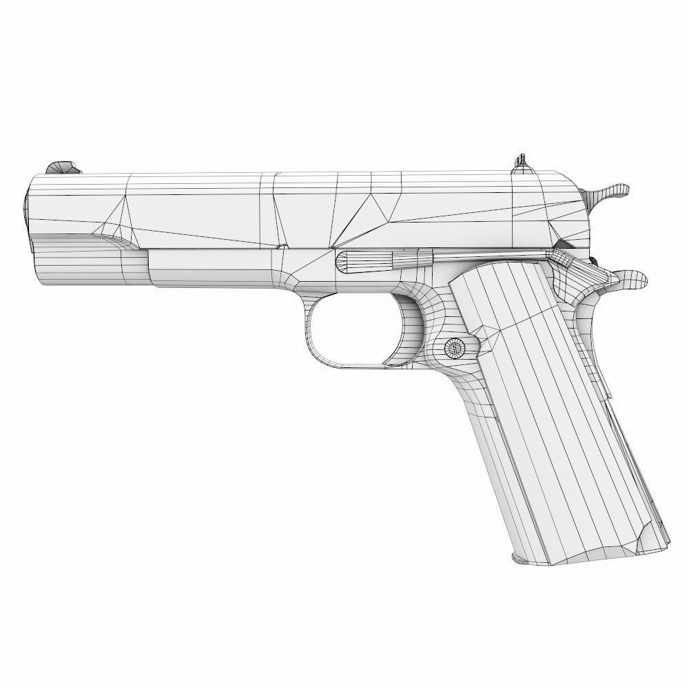 M1911A1 Colt gun weapon 3d model Low-poly 3D model_11