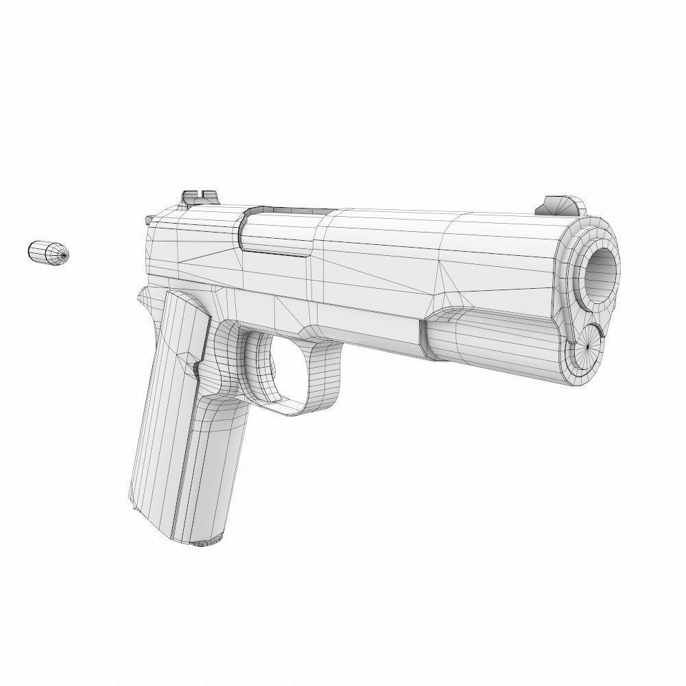 M1911A1 Colt gun weapon 3d model Low-poly 3D model_12