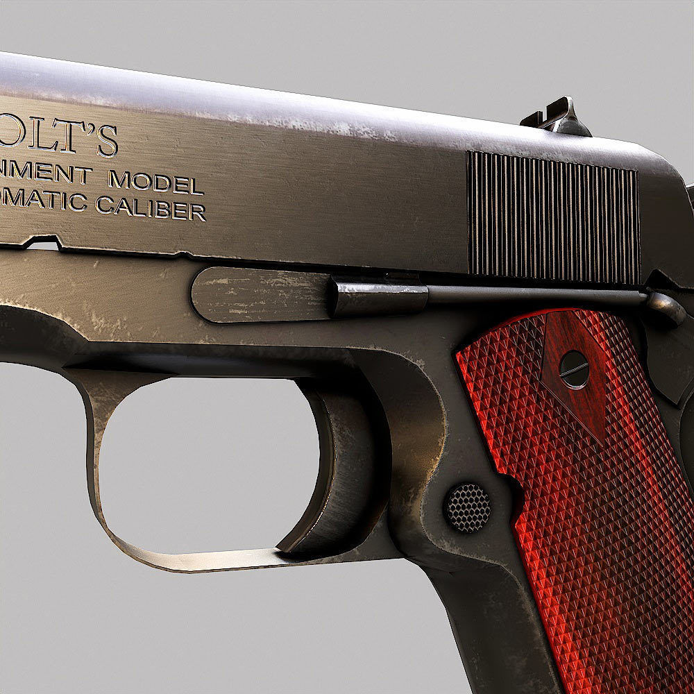 M1911A1 Colt gun weapon 3d model Low-poly 3D model_6