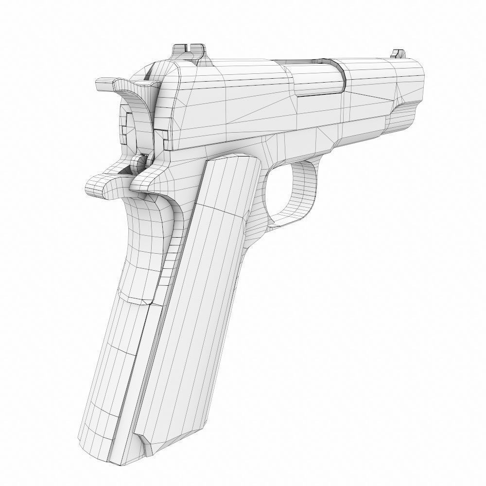 M1911A1 Colt gun weapon 3d model Low-poly 3D model_13