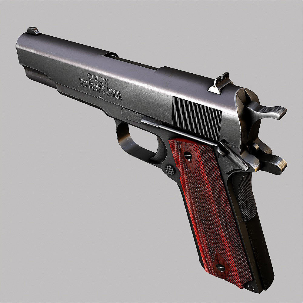 M1911A1 Colt gun weapon 3d model Low-poly 3D model_2
