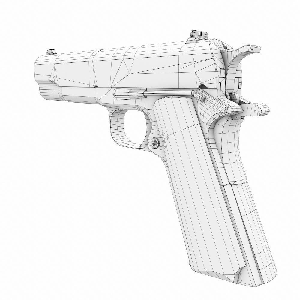 M1911A1 Colt gun weapon 3d model Low-poly 3D model_8