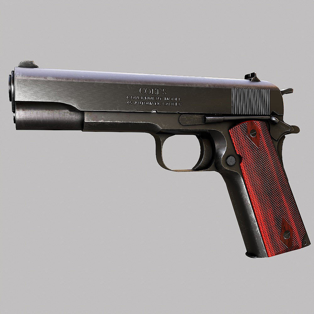M1911A1 Colt gun weapon 3d model Low-poly 3D model_1