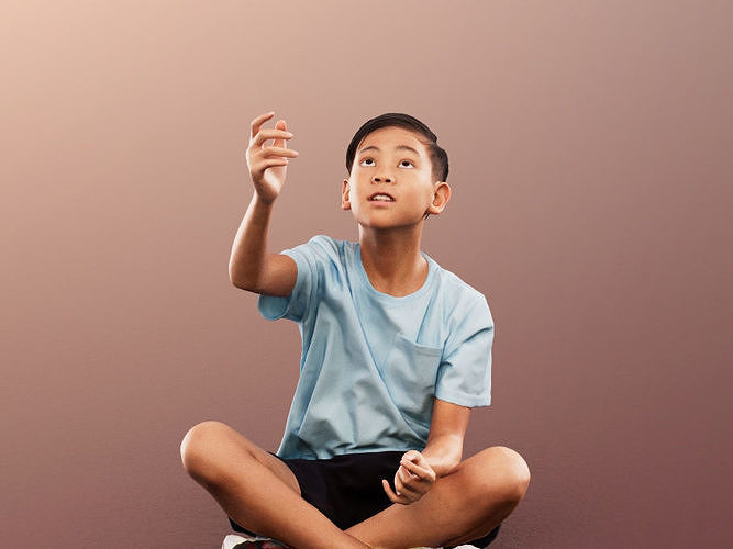 Jordan 12478 - Sitting Asian Boy Throwing Apple Low-poly 3D model