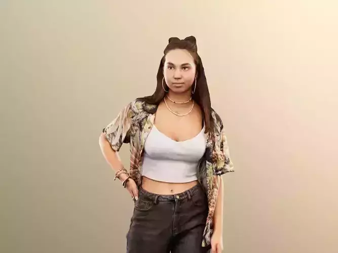 Flora 12432 - Walking Casual Young Woman Low-poly 3D model