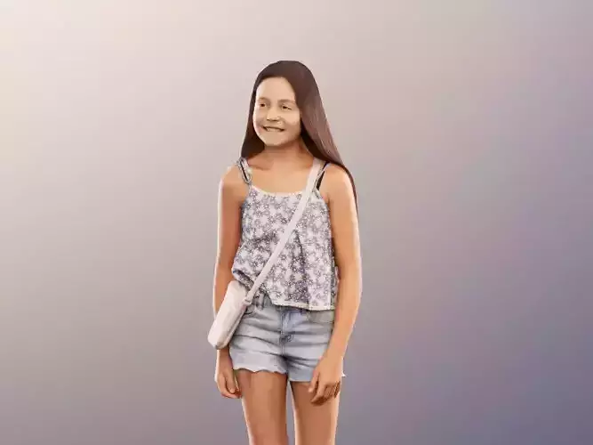 Layla 12418 - Walking Girl In Summer Outfit Low-poly 3D model