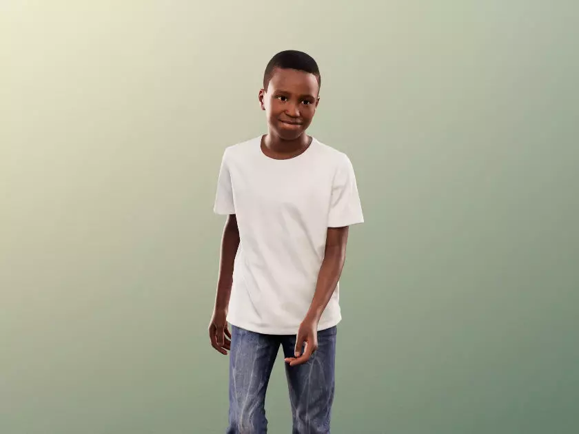Nelson 12392 - Casual Walking Black Boy Low-poly 3D model