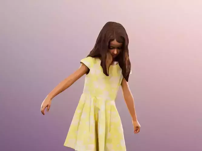 Leonie 12335 - Playing Girl Wearing Yellow Dress