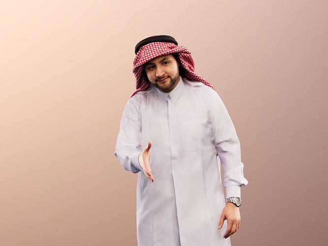 Sahin 12187 - Traditional Arabic Man Standing Hand Shake Low-poly 3D model