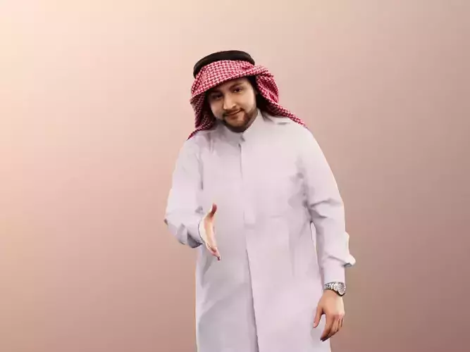 Sahin 12187 - Traditional Arabic Man Standing Hand Shake