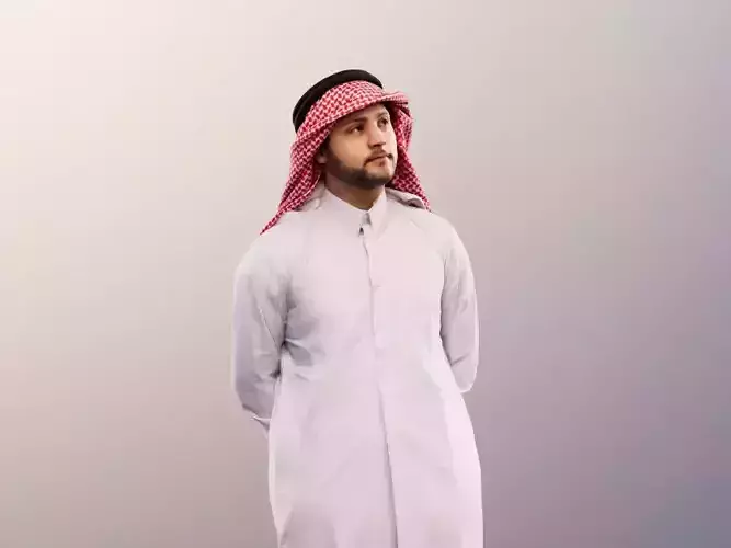Sahin 12184 - Standing Traditional Arabic Man Low-poly 3D model