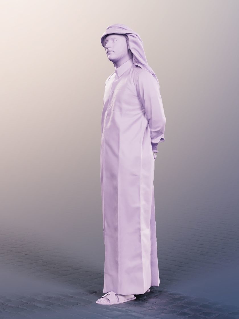 Sahin 12184 - Standing Traditional Arabic Man Low-poly 3D model_5