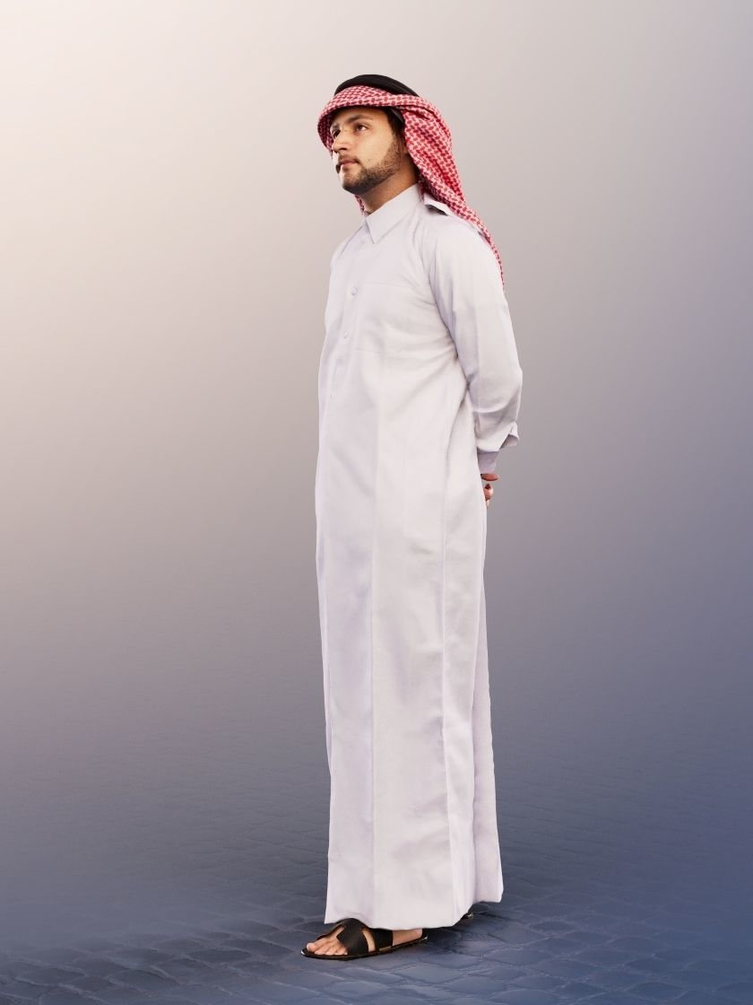Sahin 12184 - Standing Traditional Arabic Man Low-poly 3D model_3