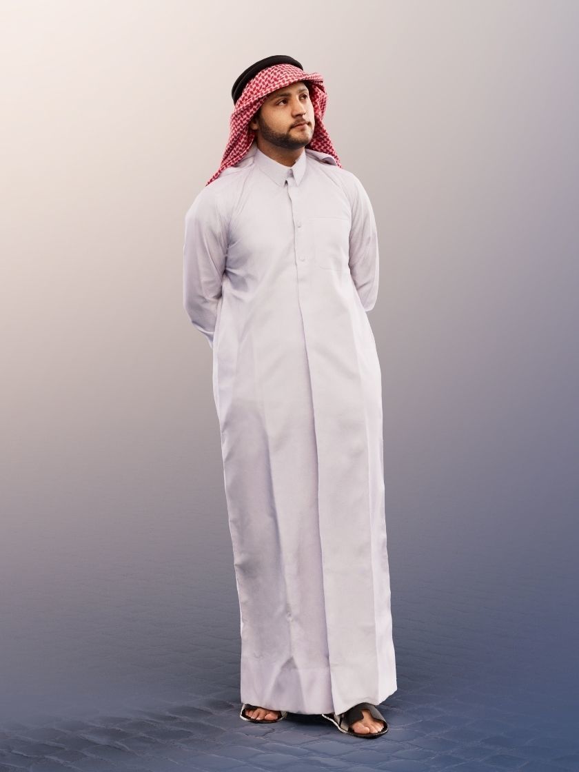 Sahin 12184 - Standing Traditional Arabic Man Low-poly 3D model_2